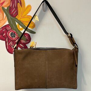 New All Saints Edbury Conker Brown Leather Shoulder Bag, 17"x11"